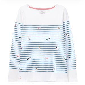 NWOT Joules Harbour Print Long Sleeve Jersey Top in Bird Stripe